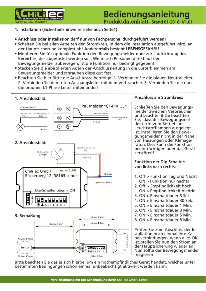HF Bewegungsmelder "CBM extend" 12-24V 180/360° ChiliTec 23623