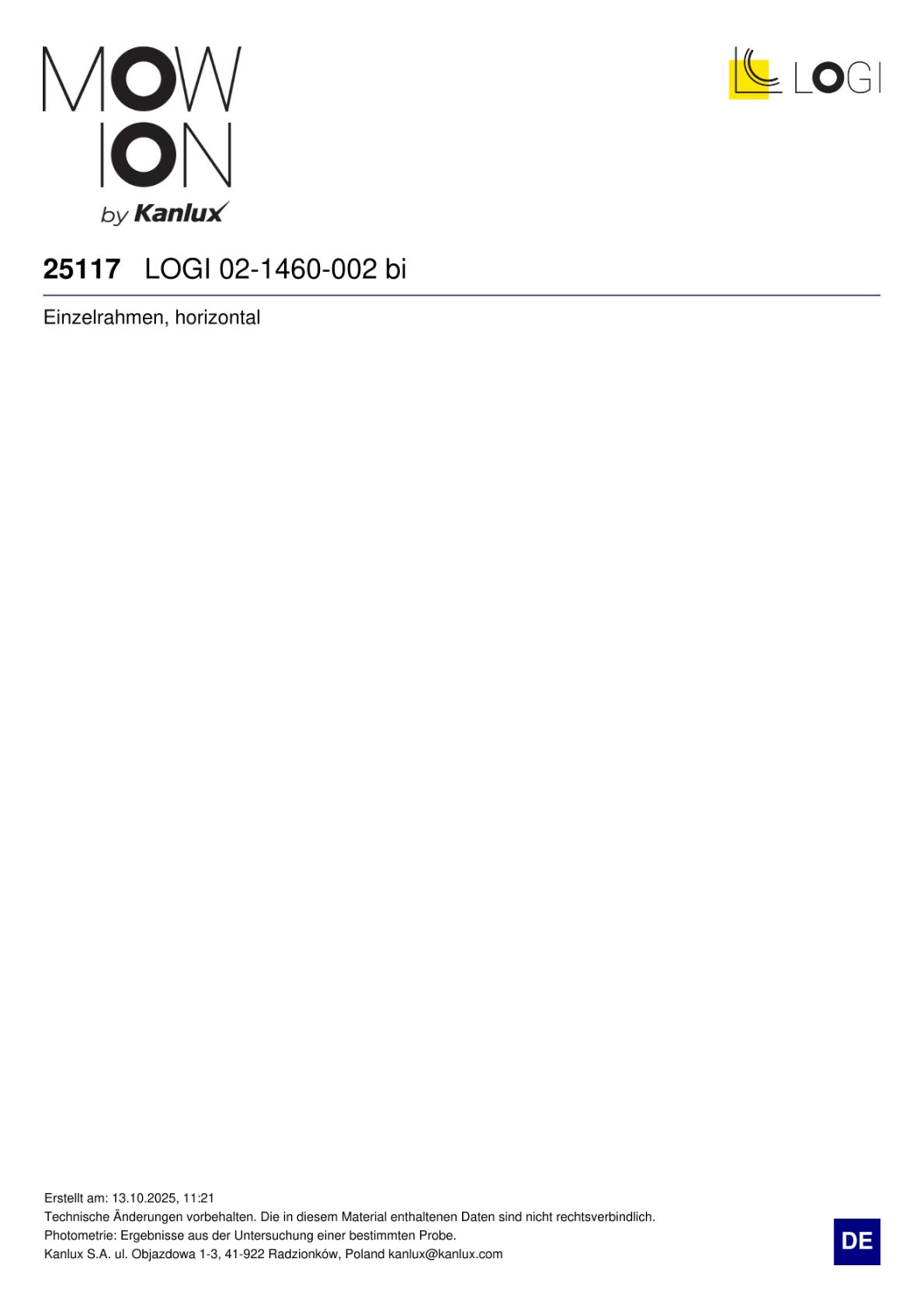 LOGI 1-fach Rahmen Einzelrahmen Steckdosenabdeckung Weiss 25117