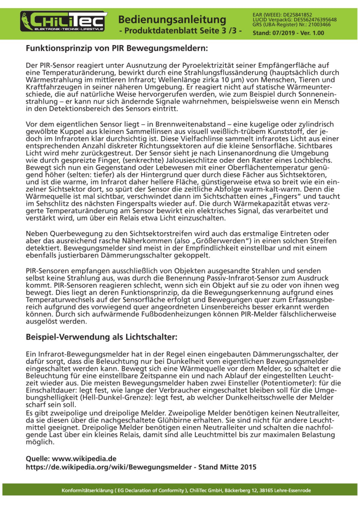 Zwischenstecker mit Bewegungsmelder 120° 9m Reichweite 230V 1200W weiß PIR-Sensor LED geeignet