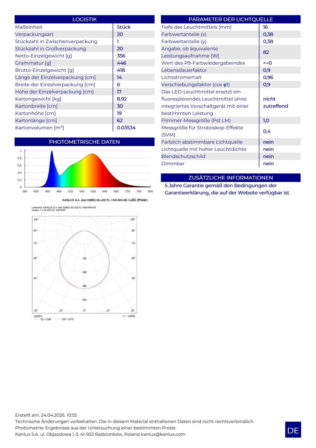 Kanlux LED Fluter IQ FL-10W-NW-SE 10W IP65 4000K Außenstrahler mit Sensor