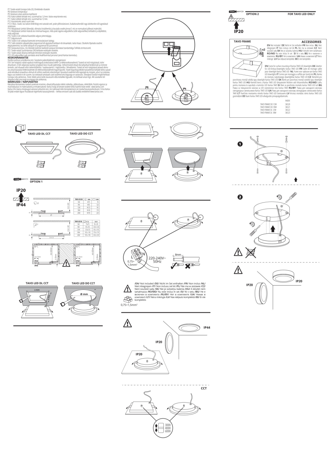 LED Downlight TAVO rund 18W CCT 3000/4000/6000K weiss IP44/20 Kanlux 36527