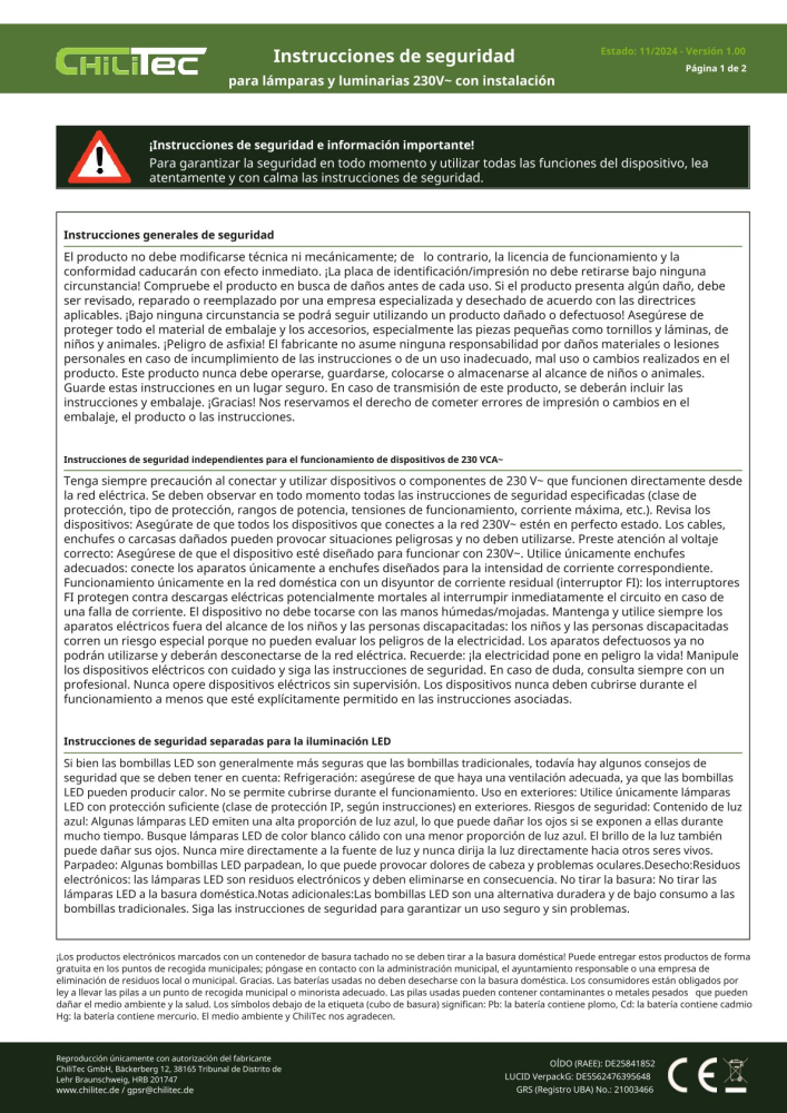 ChiliTec Netzkabel mit Fußschalter blanke Enden 2m schwarz 22520