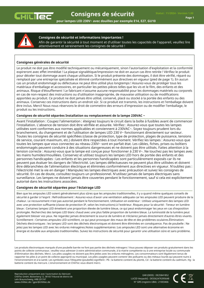 ChiliTec Netzkabel mit Schalter und E27 Fassung 3,4m schwarz 22241