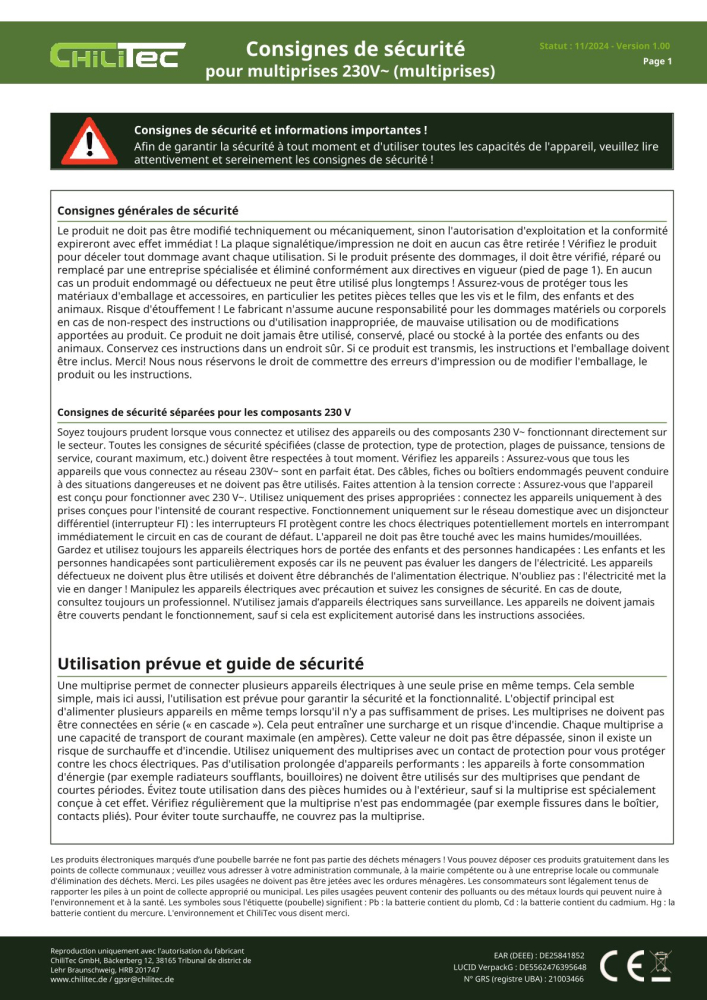 Gartensteckdose IP44 4-fach mit Erdspieß 250V 16A Kabel 1,4m Deckel