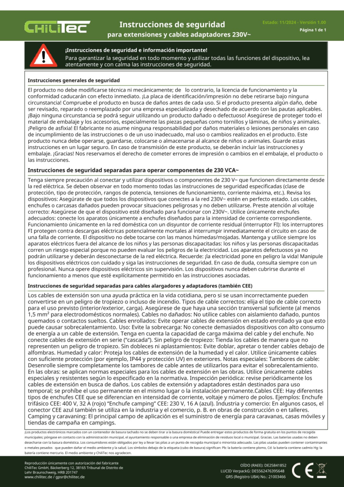 Verlängerungskabel 15m IP44 Orange H07RN-F 3G1,5 Stecker und Kupplung mit Kappe 23612