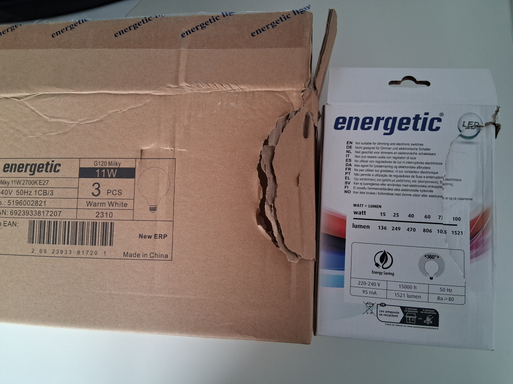 LED Lampe G120 11W Energetic E27 1521Lm 2700K Filament Leuchtmittel Globe Ø124