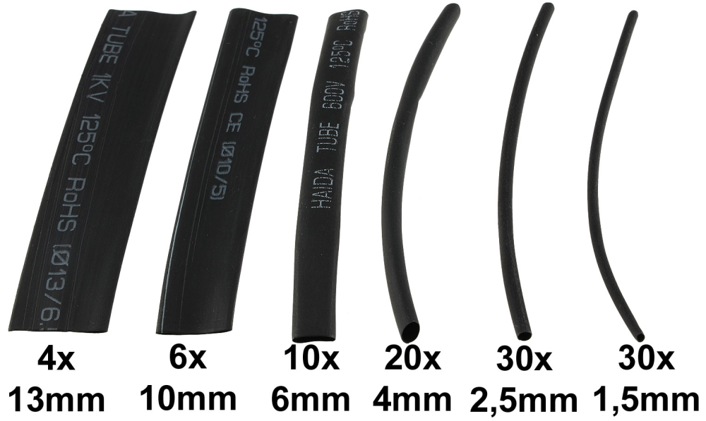 Schrumpfschlauch-Sortiment 100-teilig Box schwarz Isolierung 17893