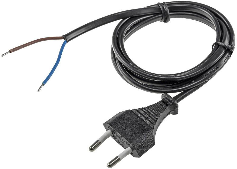 Netzkabel Euro, blankes Ende, 1,5m H03VVH2-F2 0,75 mm² 2,5A/250V schwarz 18569