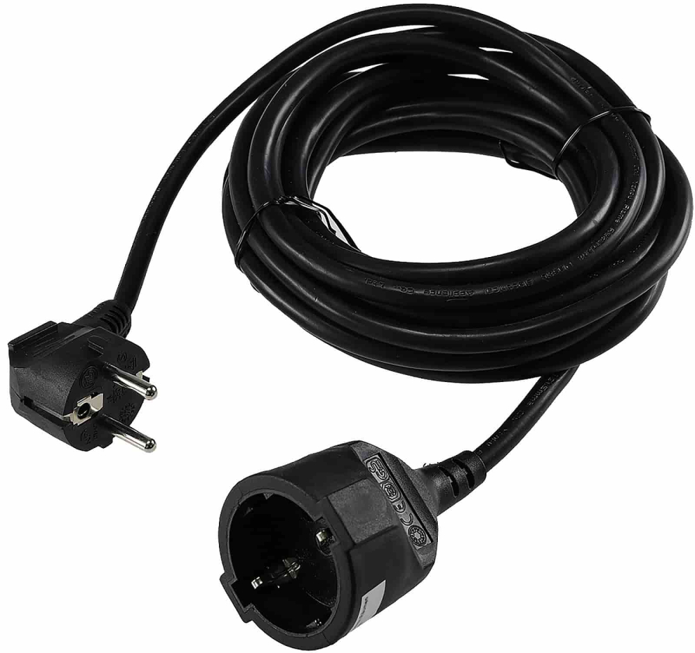 Verlängerungskabel 5m schwarz H05VV-F3G 1,5mm² 16A/250V 18853