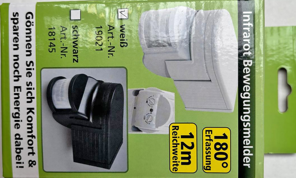 Aufputz Bewegungsmelder CBI 180° IP44 weiß 19021