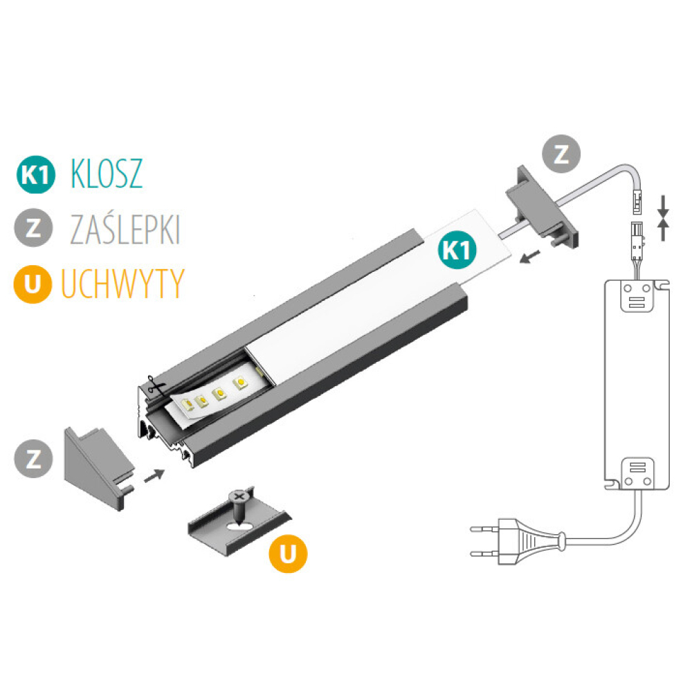 Aluminiumprofil PROFILO C SET-FR 1m Kanlux 19752