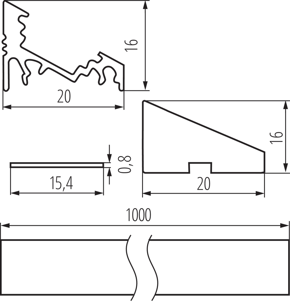 Aluminiumprofil PROFILO C SET-FR 1m Kanlux 19752
