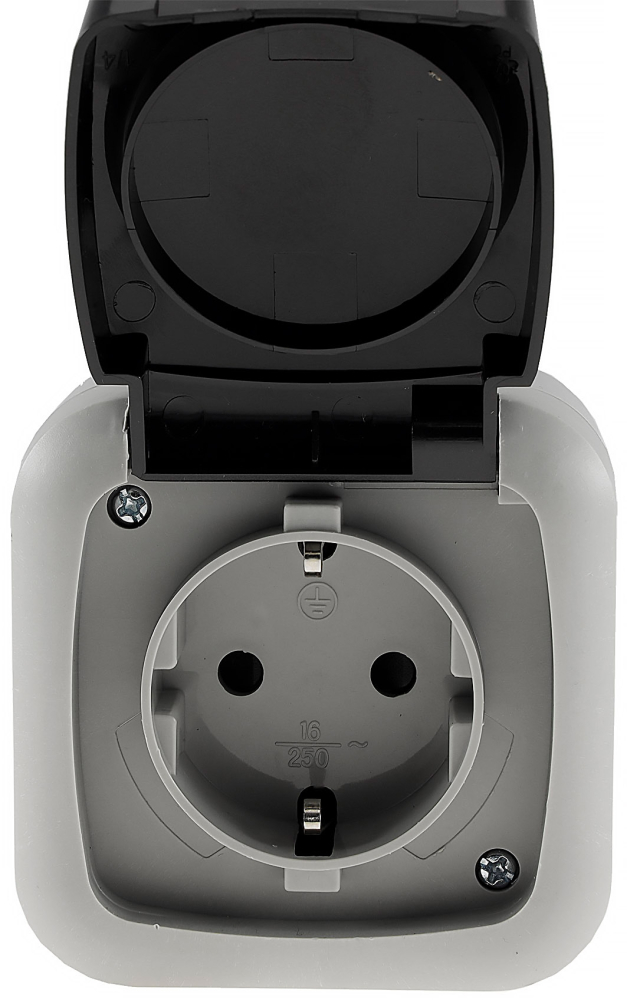 Feuchtraum Steckdose mit Deckel IP44 grau ChiliTec 20468