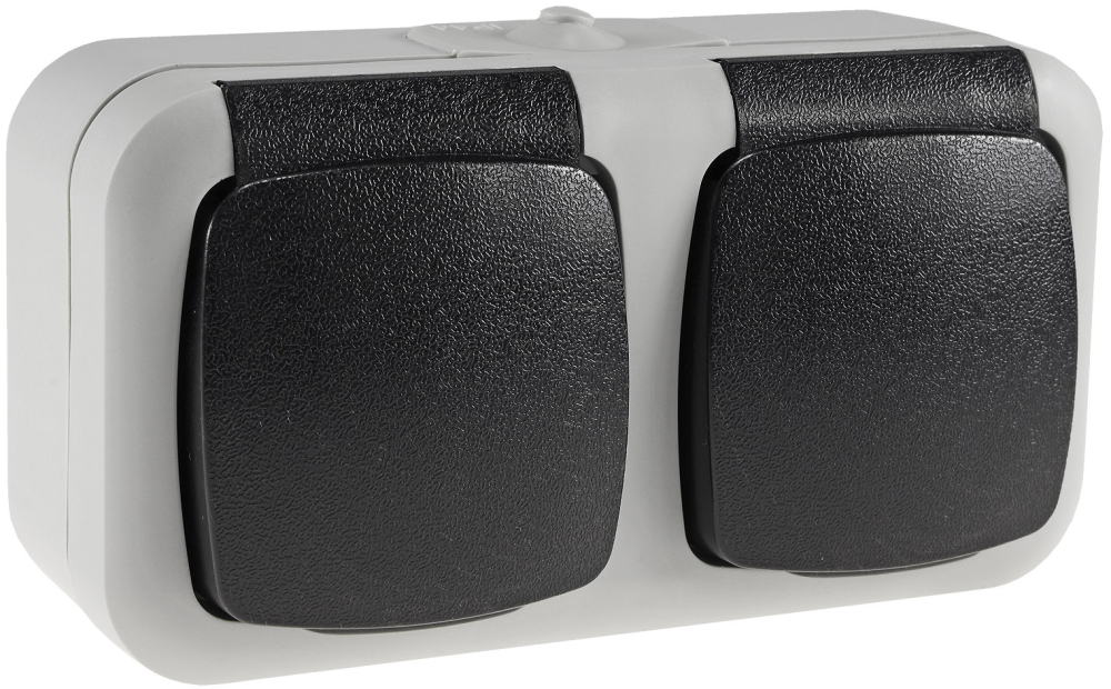 Feuchtraum Doppel-Steckdose IP44 grau ChiliTec 20469