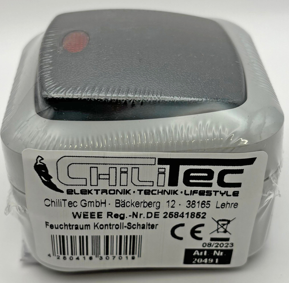 Feuchtraum Kontroll-Schalter IP44 grau ChiliTec 20491