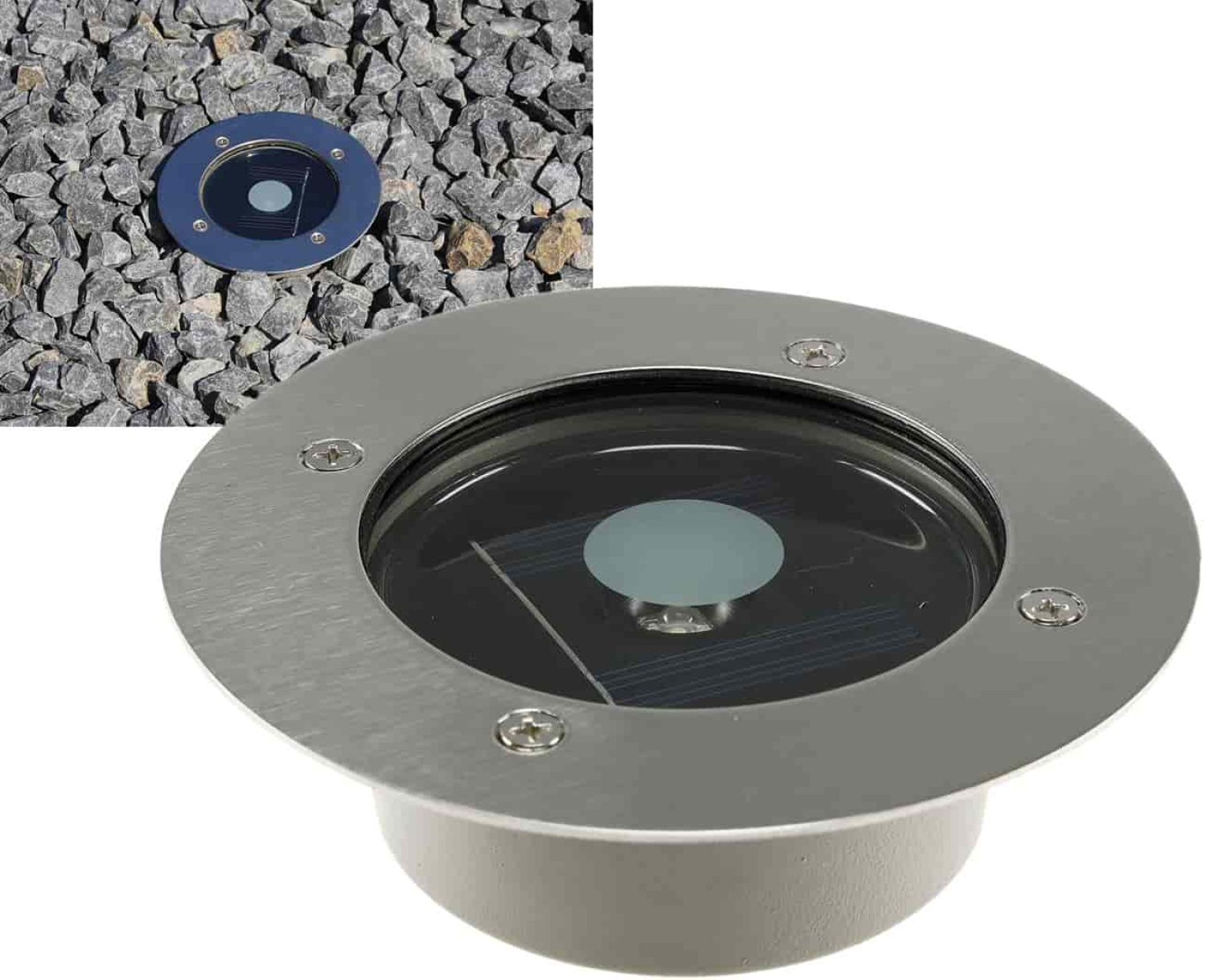 ChiliTec Solar LED Bodenleuchte "CTB-R" rund IP44 Edelstahl-Front 20516