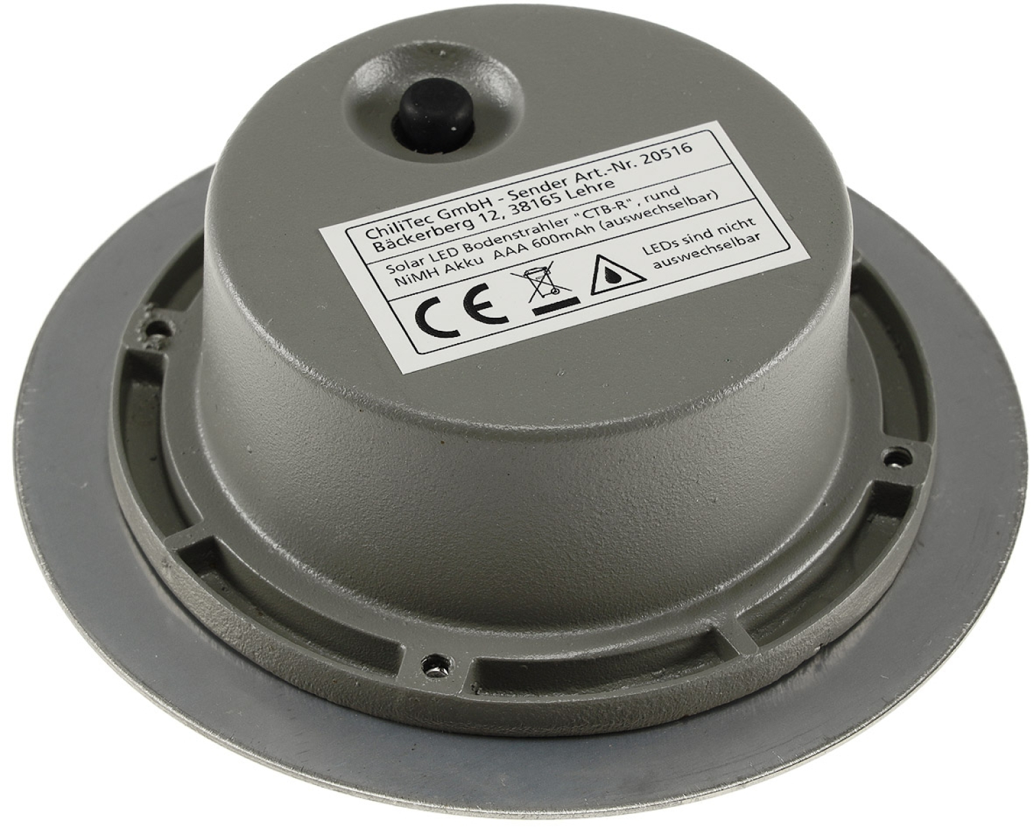 ChiliTec Solar LED Bodenleuchte "CTB-R" rund IP44 Edelstahl-Front 20516
