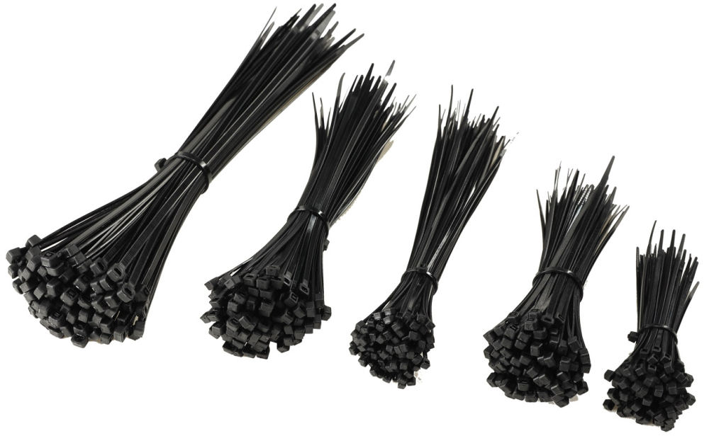 Kabelbinder Set CKB-500 schwarz - je 100x 100/140/160x2,5mm 200/300x3,5mm, UV fest, 20755