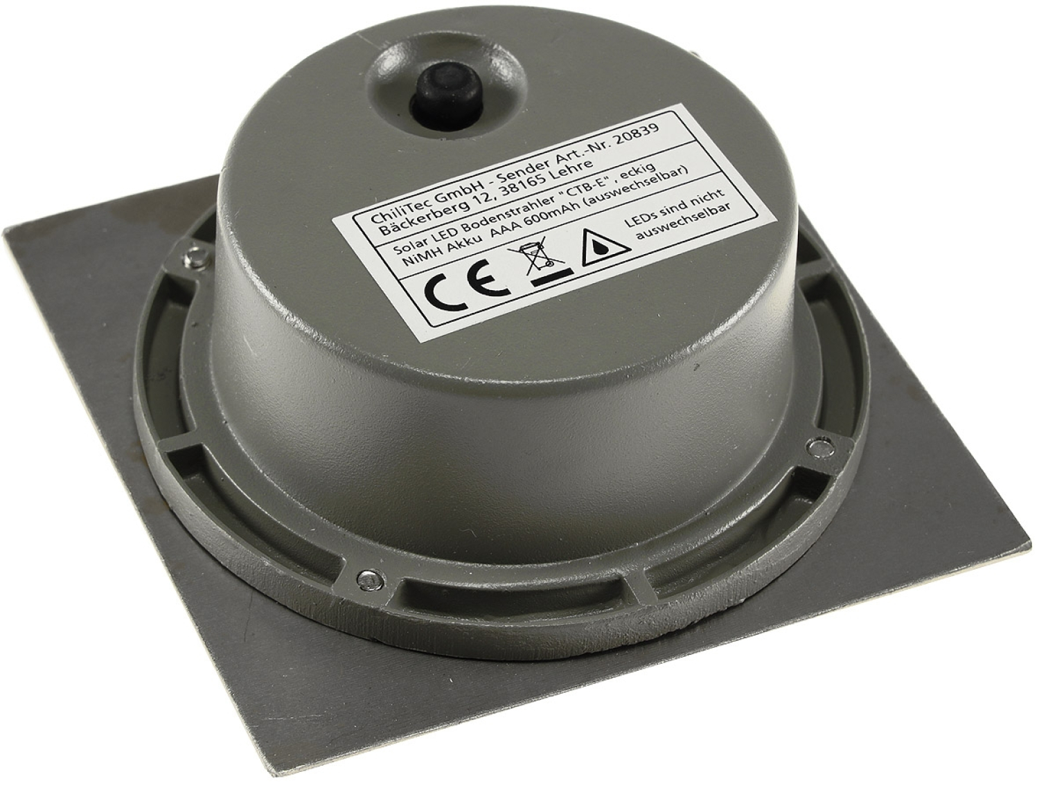 ChiliTec Solar LED Bodenstrahler "CTB-E" eckig IP44 Edelstahl-Front 20839