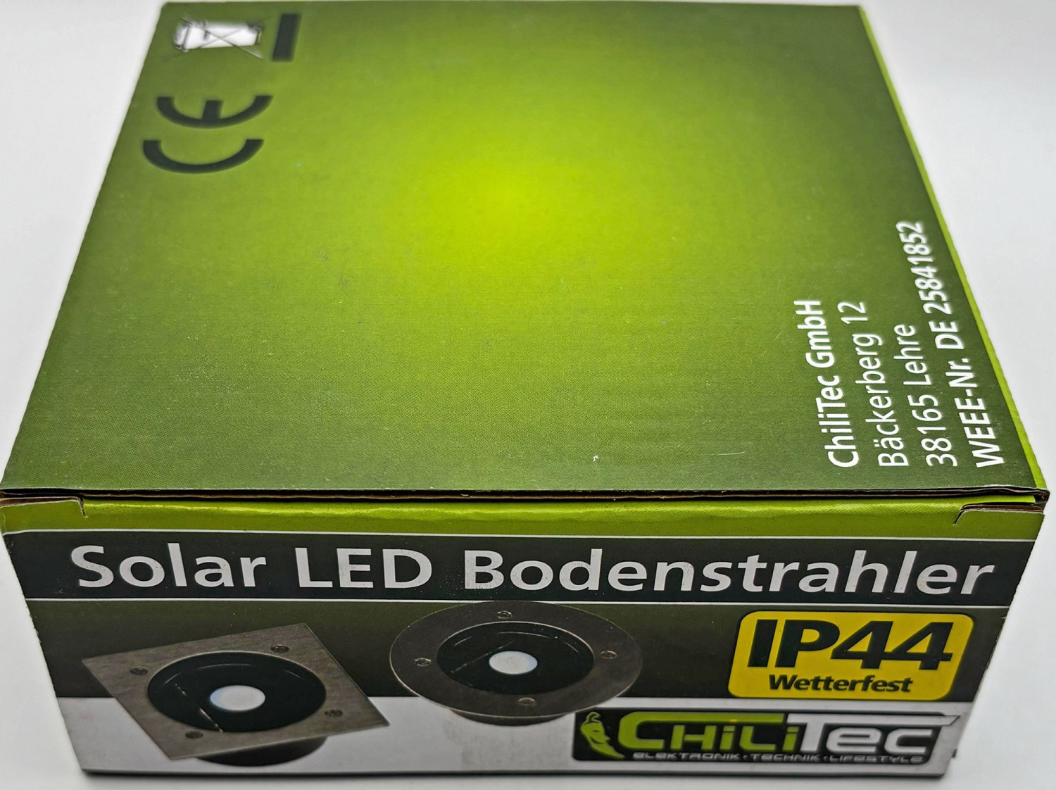 ChiliTec Solar LED Bodenstrahler "CTB-E" eckig IP44 Edelstahl-Front 20839