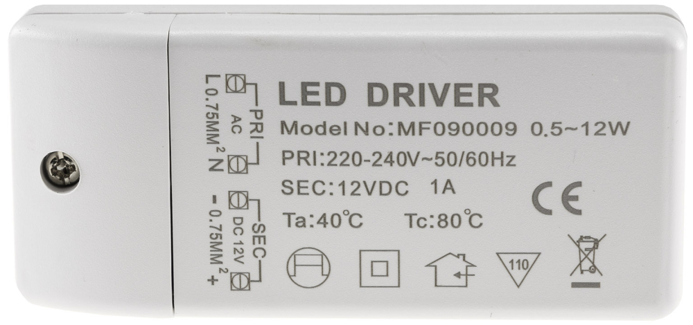 LED Trafo 12VDC 0,5-12W CT-12E-V2 20934