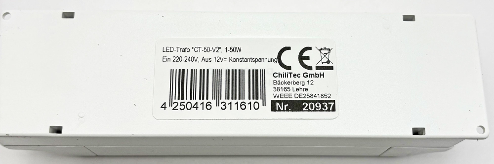 LED Trafo 12VDC 1-50W CT-50-V2 20937