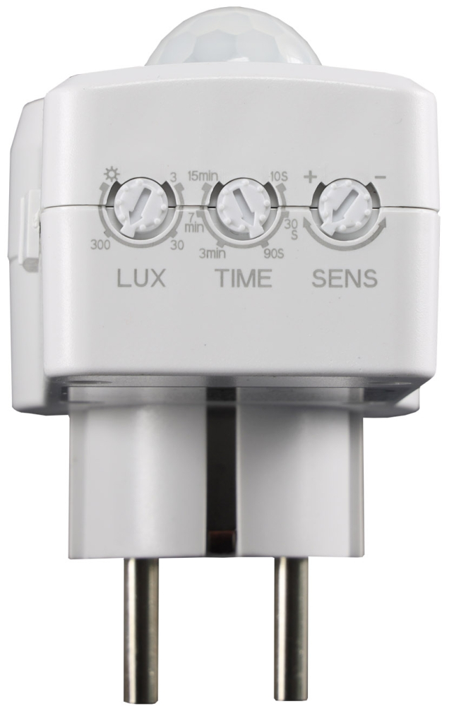 Zwischenstecker mit Bewegungsmelder 120° 9m Reichweite 230V 1200W weiß PIR-Sensor LED geeignet