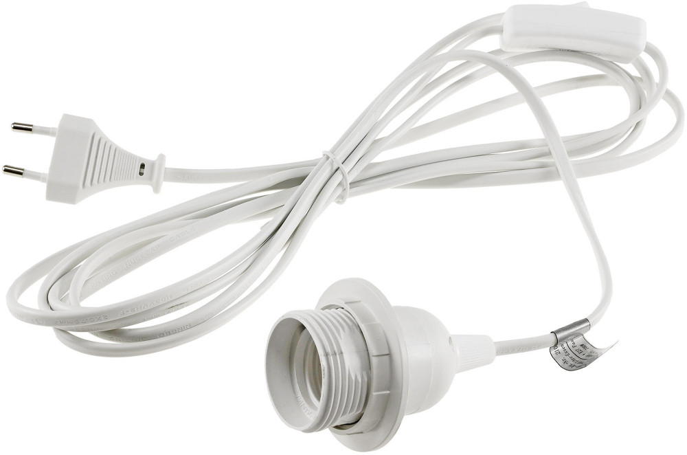 ChiliTec Netzkabel mit Schalter und E27 Fassung 3,4m Weiß 21058