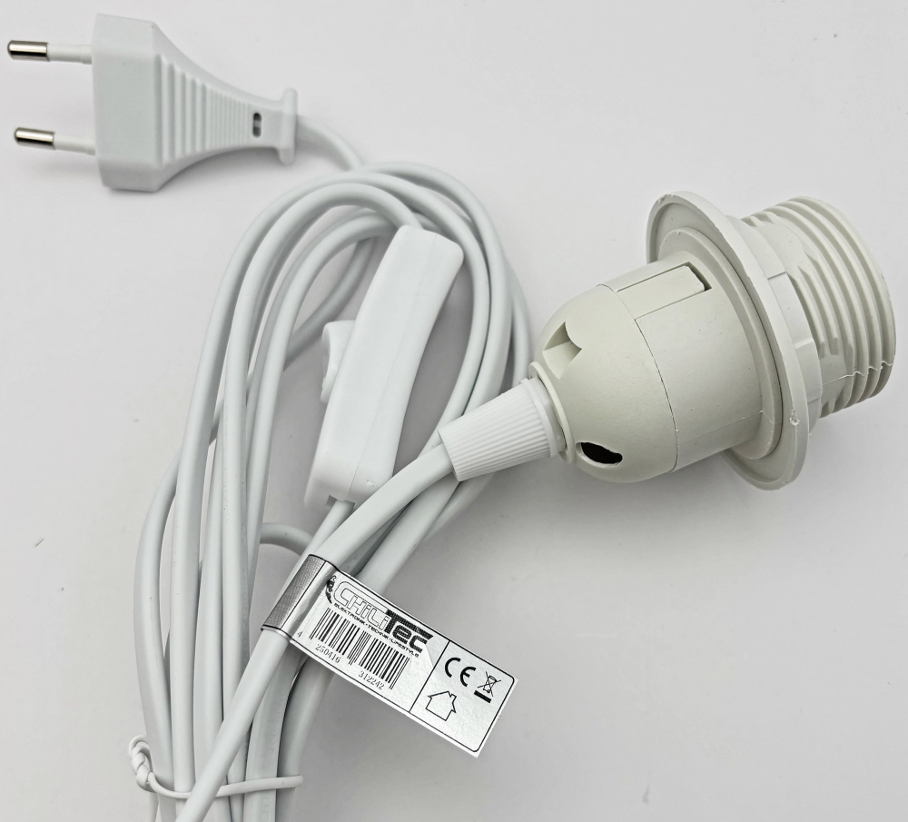 ChiliTec Netzkabel mit Schalter und E27 Fassung 3,4m Weiß 21058