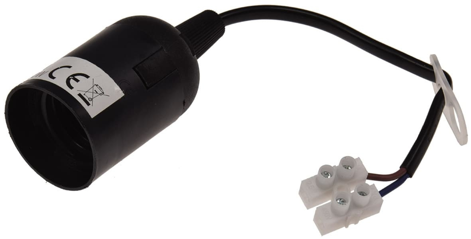 ChiliTec Bauarbeiterlampe E27-Fassung mit 15cm Kabel + Aufhänger Baustellen-Fassung 21074