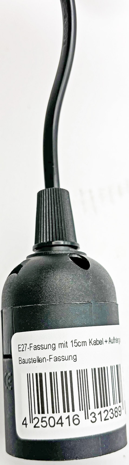 ChiliTec Bauarbeiterlampe E27-Fassung mit 15cm Kabel + Aufhänger Baustellen-Fassung 21074