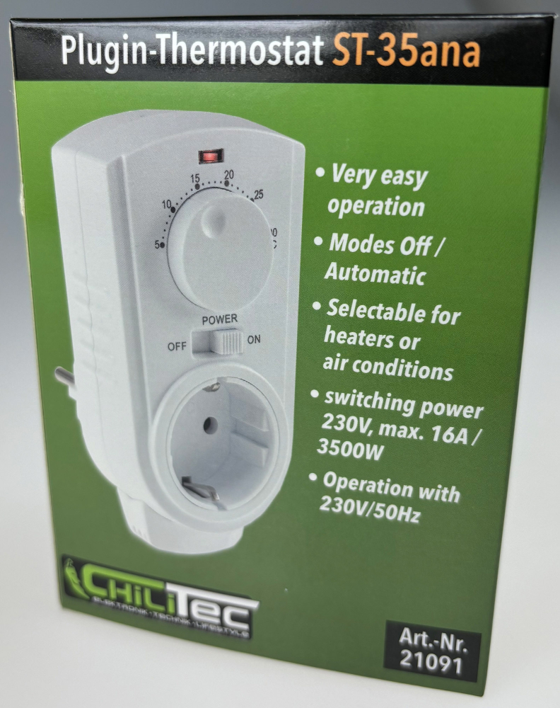 Steckdosen-Thermostat "ST-35 ana" 3500W AUS/AUTO 230V Heizgeräte Klimageräte 21091
