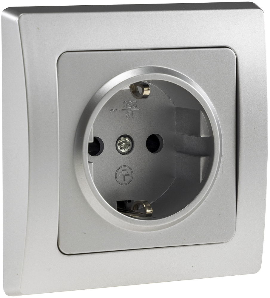 DELPHI Steckdose mit erhöhtem Berührungsschutz silber