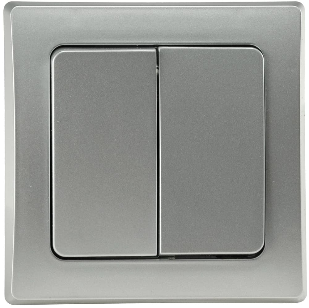 DELPHI Serien-Schalter 2-fach 0-250AV/10A silber, inkl. Rahmen