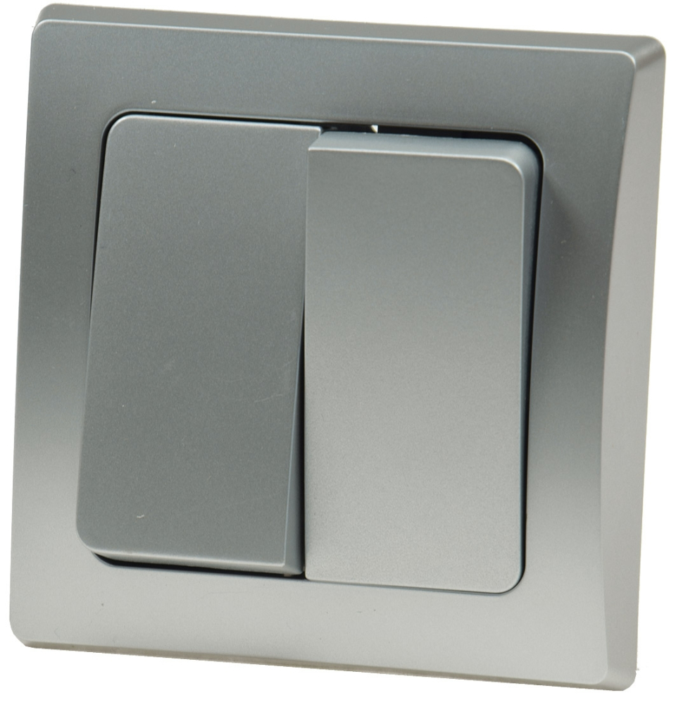 DELPHI Serien-Schalter 2-fach 0-250AV/10A silber, inkl. Rahmen