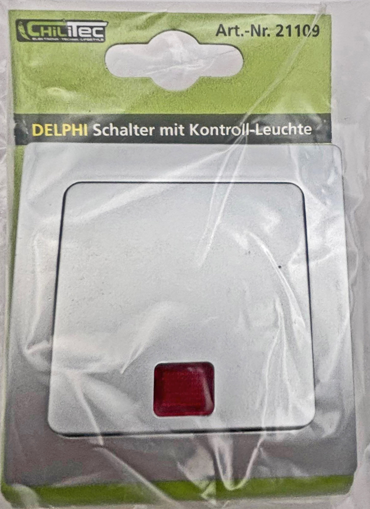 DELPHI Kontroll-Schalter mit Lämpchen 250AV/10A silber, inkl. Lämpchen