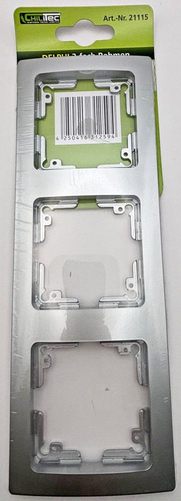 DELPHI 3-fach Rahmen silber Steckdosenabdeckungen 21115