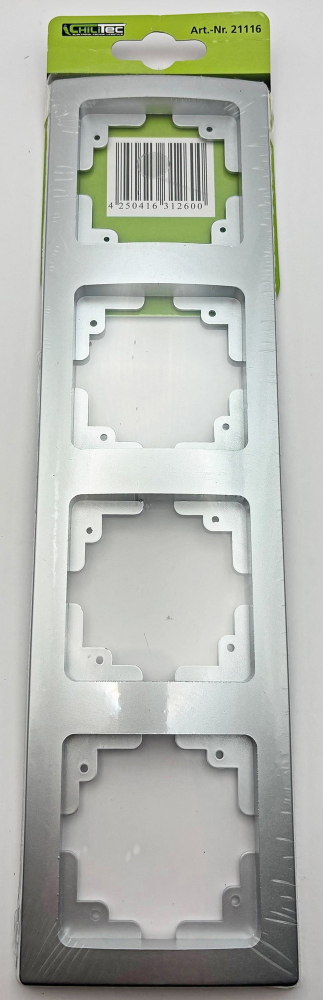 DELPHI 4-fach Rahmen silber Steckdosenabdeckungen 21116