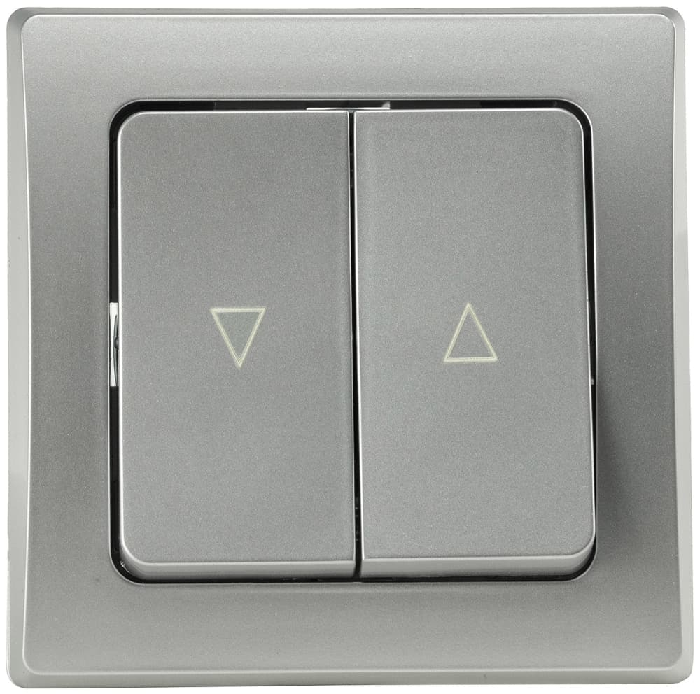 DELPHI Jalousien-Steuerung Hoch/Runter Taster 250AV silber mit Rahmen