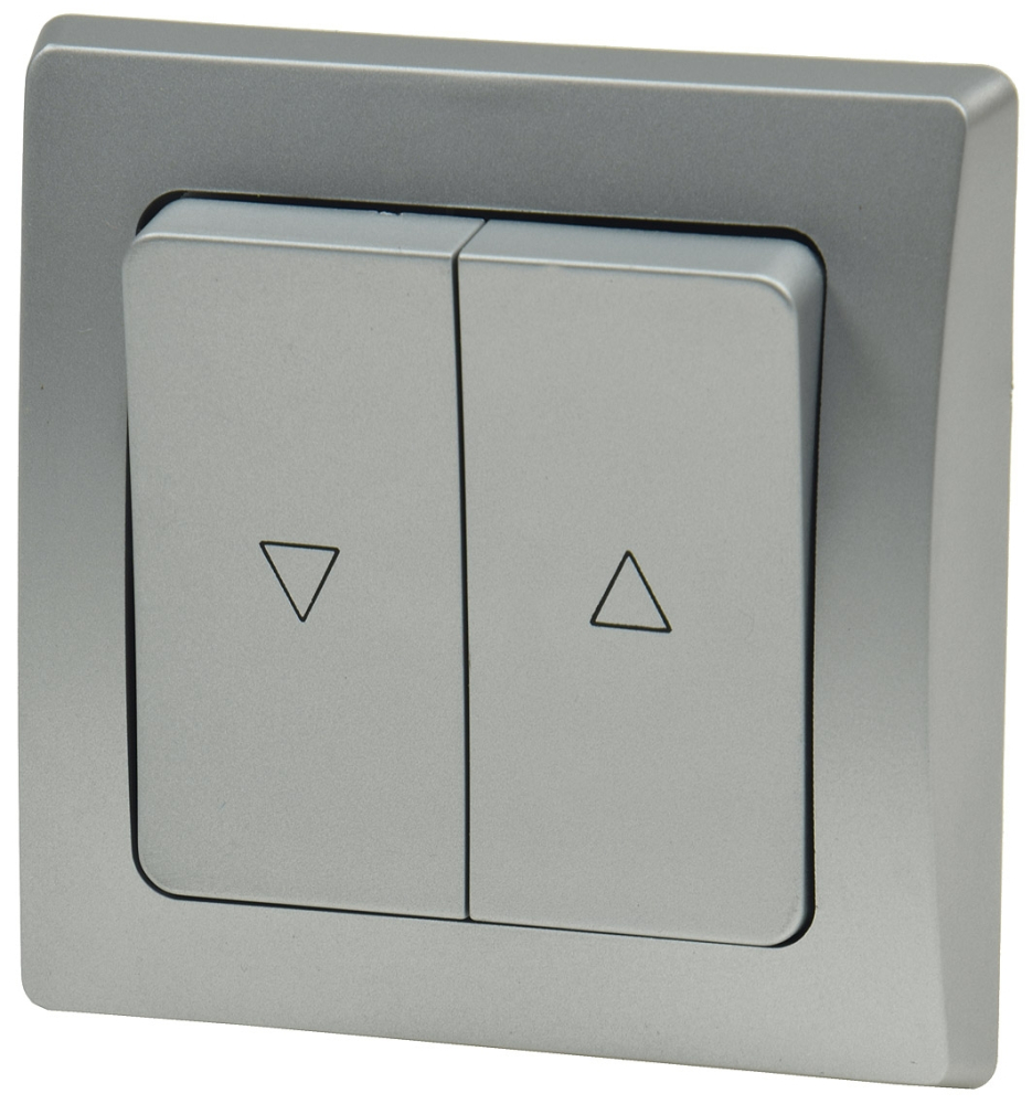 DELPHI Jalousien-Steuerung Hoch/Runter Taster 250AV silber mit Rahmen