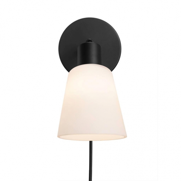 Wandlampe Molli Nordlux schwarz Opalweiss E14 drehbar mit Kabel