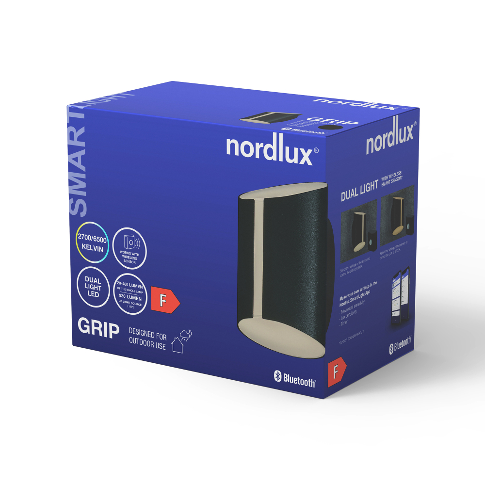 Nordlux Grip Smart LED Wandleuchte 10W Aussenleuchte IP54 schwarz 2200–6500K 2118201003