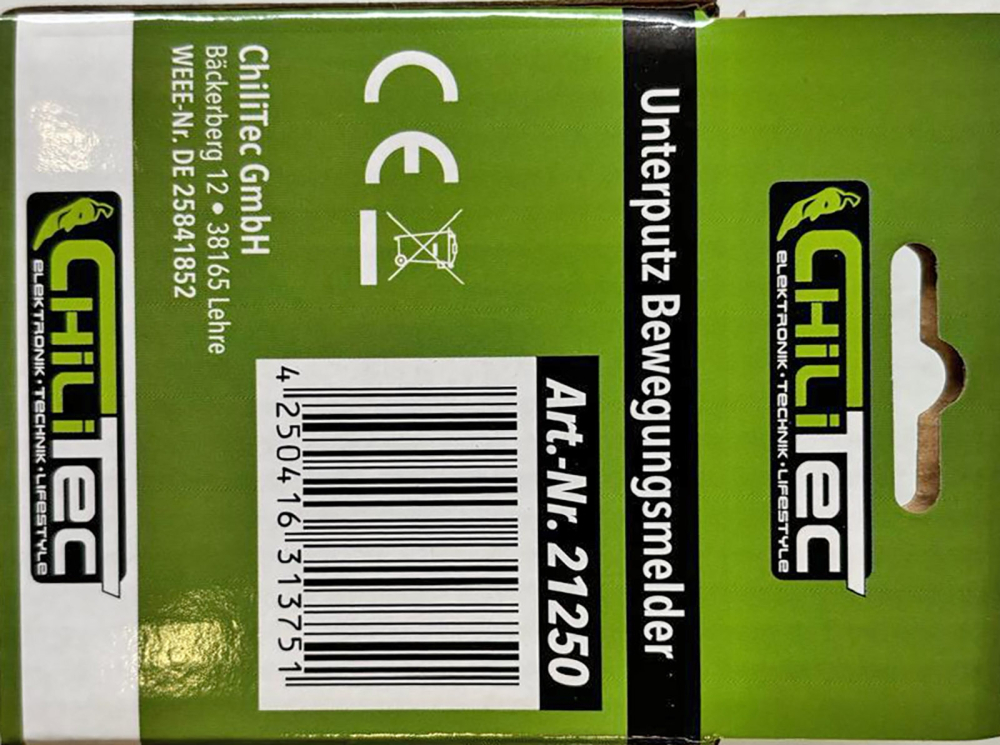 Bewegungsmelder 160° 3-Draht PIR UP, LED geeignet, weiß 21250