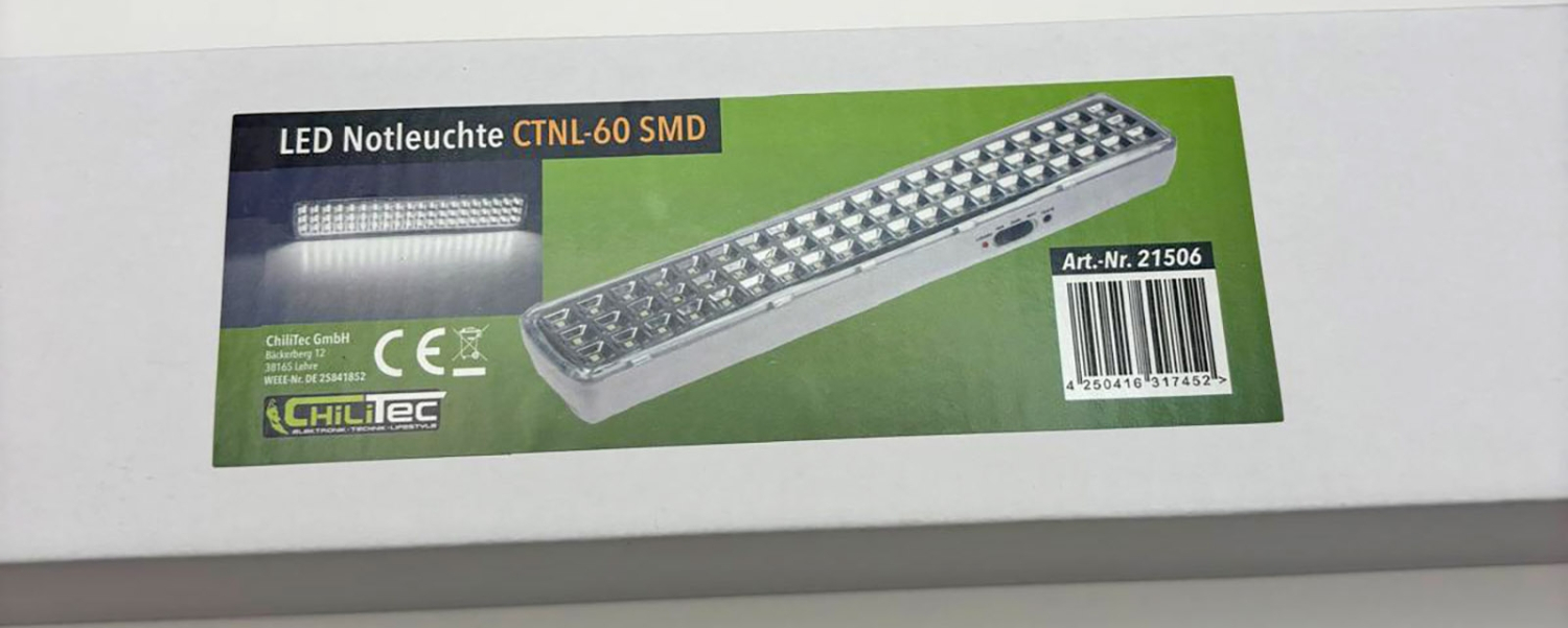 ChiliTec LED Notleuchte "CTNL-60 SMD" Sicherheitsleuchte Lithium Akku Notbeleuchtung 4W 21506