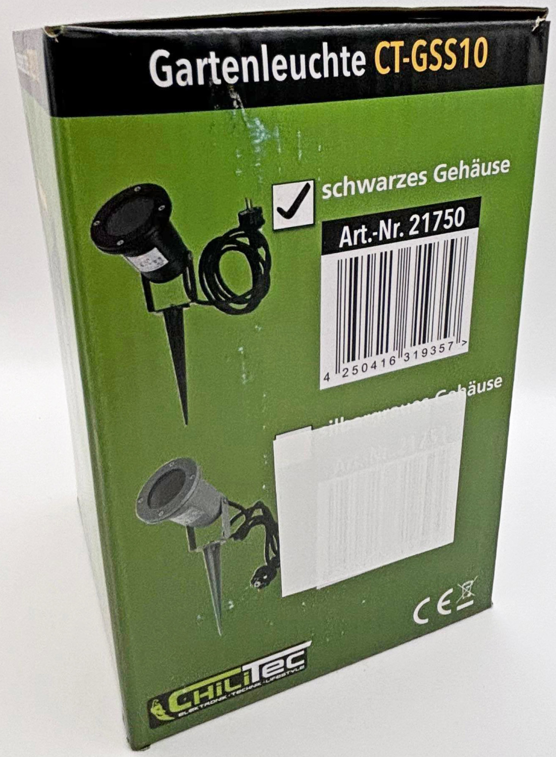 ChiliTec Gartenleuchte "CT-GS10" GU10 Schwarz IP68 Erdspieß 1,5m Kabel 21750
