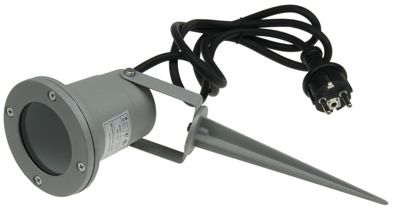 ChiliTec Gartenleuchte "CT-GS10" GU10 Silbergrau IP68 Erdspieß 1,5m Kabel 21751