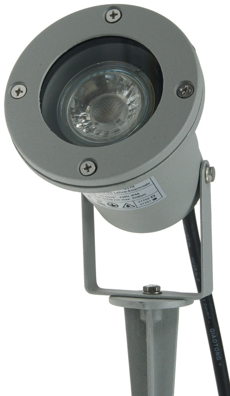 ChiliTec Gartenleuchte "CT-GS10" GU10 Silbergrau IP68 Erdspieß 1,5m Kabel 21751