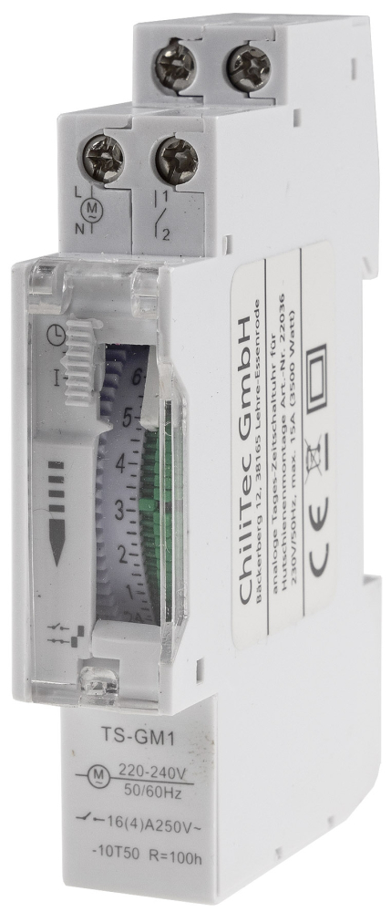 Analoge Tages-Zeitschaltuhr für Sicherungskasten-Einbau max. 3500W 22036