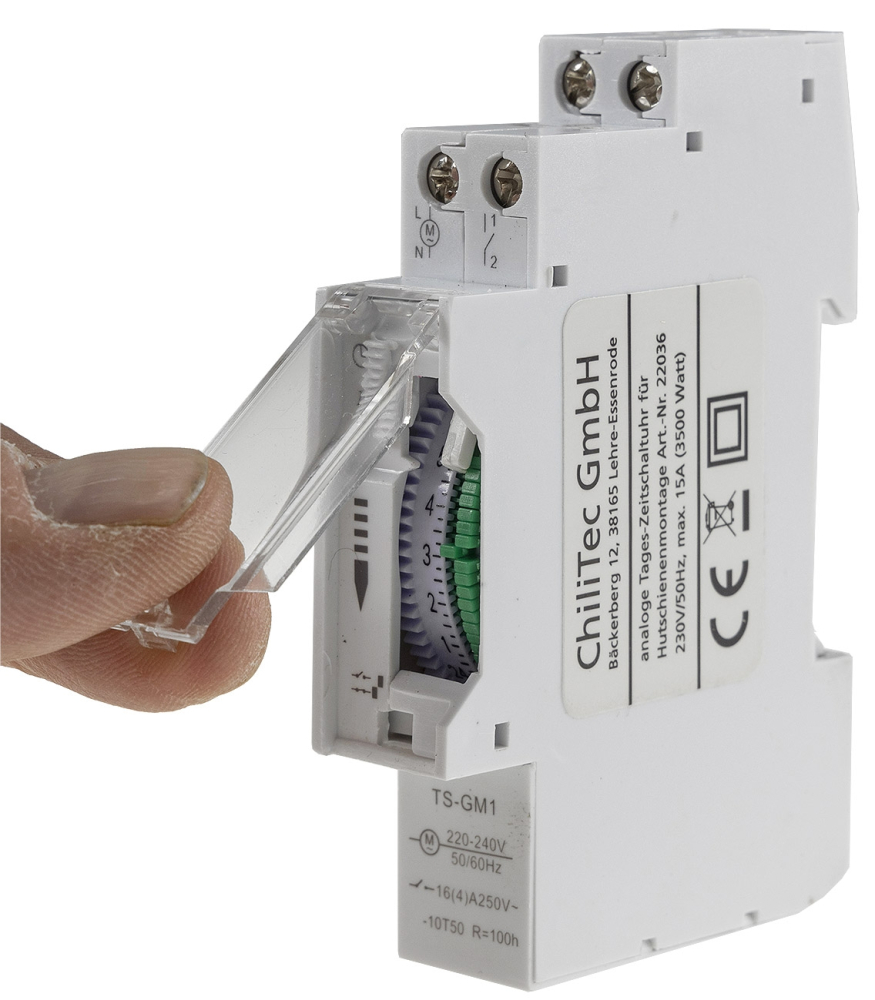 Analoge Tages-Zeitschaltuhr für Sicherungskasten-Einbau max. 3500W 22036