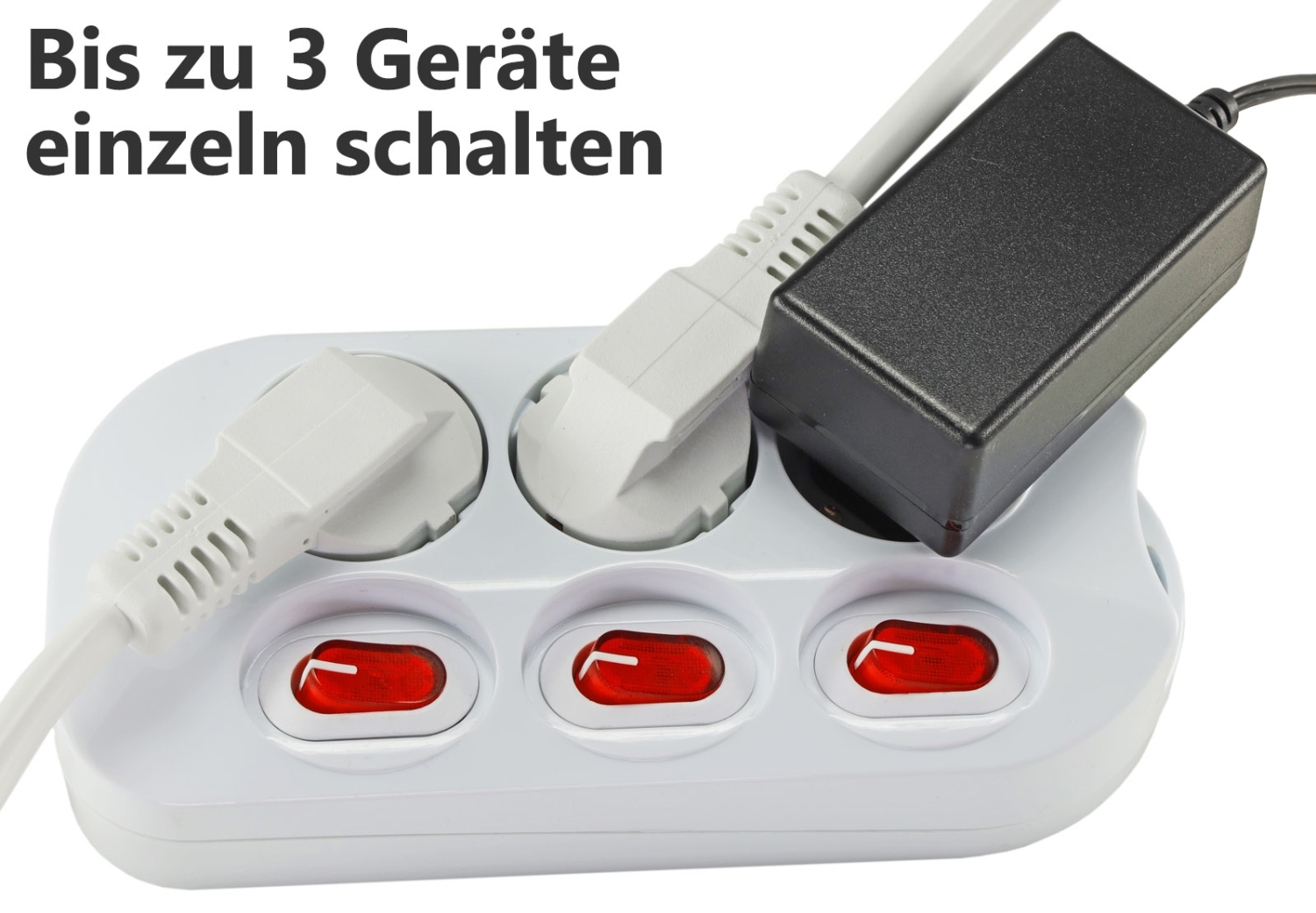 ChiliTec Steckdosenleiste mit Einzelschaltung 3-fach weiß 1,5m Kabel 22125